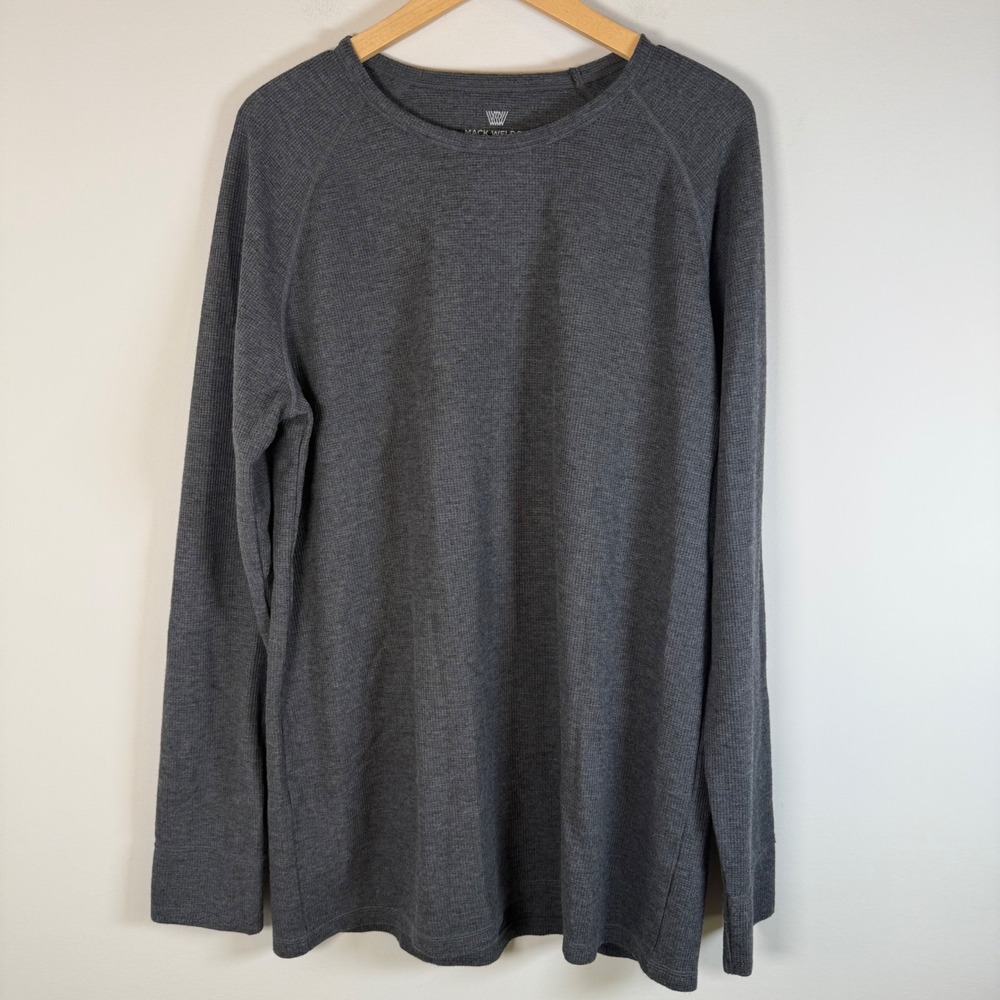 Mack Weldon Waffle Knit Crewneck Shirt XX-Large Gray Modal Wool Raglan Thermal